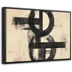 LEINWAND Bilder mit Rahmen - Kreise - Balken - Schwarz - Abstrakt - 30x20
