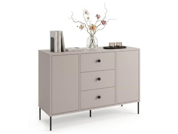 CraftPAK Sideboard Wohnzimmerschrank mit Stauraum Kommode mit 2 Türen & 3 Schubladen Retro Loft Design Kaschmir