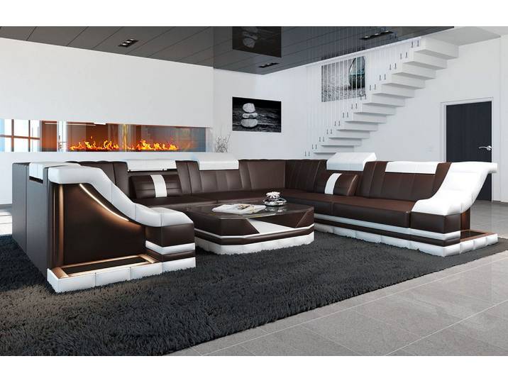 Mini Sofa Bianchi U-Form aus Leder