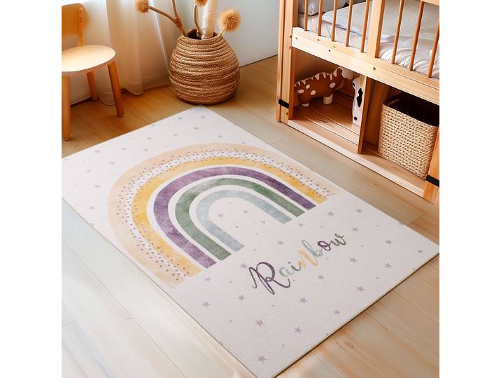 home24 Kinderkleed Play Regenboog 140 x 200cm beige