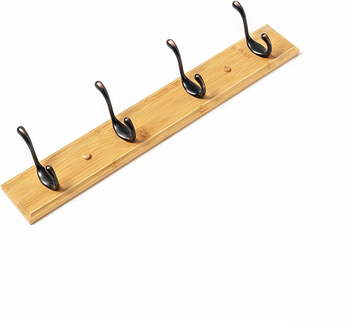 Wandkapstok van natuurlijk bamboe met 8 haken in houtkleur