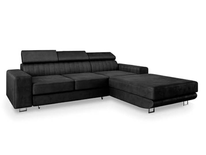 Masseno Ecksofa NOTO R-S mit Schlaffunktion L-Form, Sofa mit Bettkasten, Wohnzimmersofa, Couch, Soffa, Bettsofa, Couchgarnitur- Schwarz, Monolith 95