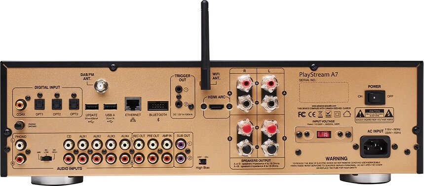 Advance Paris PLAY Stream A7 Stereo-Receiver, 115 Watt RMS, USB, Ethernet, UPnP, DLNA-, AirPlay