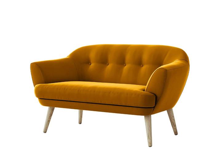 Canapé 2 places Dosrius Jaune Velours Ravi 134 x 78 x 88cm Scandi