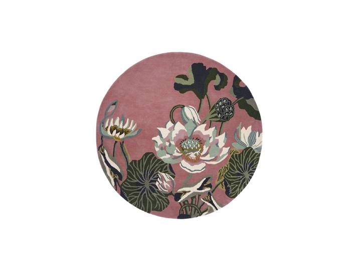 Runder, handgetufteter Designer Wollteppich „Waterlily“, verschiedene Grössen Dusty Rose WEDGWOOD