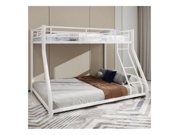 Odikalo Etagenbett Kinderbett Metallbett Eisenbett Bettgestell Rahmen Leiter Schwarz Weiß