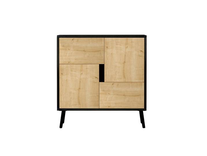 Livetastic Kommode, Schwarz, Eichefarben, Metall, 35x79x76.5 cm, stehend, Kleinmöbel, Kommoden, Kommoden