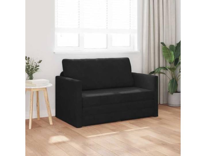 KTHLBRH Schlafsofa schwarz 124 x 71 x 78 cm Samt Wandelbar, Rahmen aus Metall und Sperrholz, abnehmbare Kissen, einfache Montage