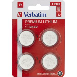 Verbatim Knopfzelle Premium, CR2430, 290 mAh, Lithium, 4 Stück