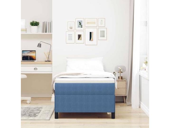 YUTAASU Boxspringbett Blau 90 x 200 cm Cordstoff Kiefernholzgestell, Lattenrost Inklusive, Kunststoffbeine, Pflegeleicht