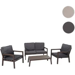 Garnitur HWC-L64, Gartenlounge Gartengarnitur Lounge-Set Sitzgruppe Sofa, Metall ~ Polster grau