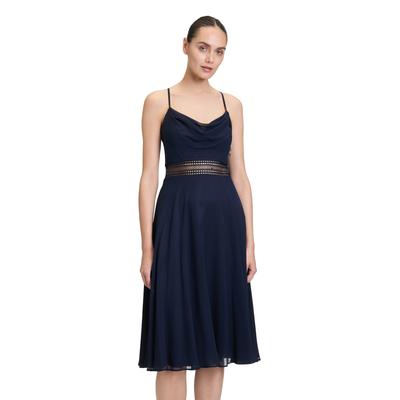 Cocktailkleid VERA MONT "Damen mit Wasserfallausschnitt", Damen, Gr. 34, Normalgrößen, blau (night sky), Chiffon, Obermaterial: 100% Polyester. Futter: 100% Polyester, festlich, tailliert kurz, Wasserfallausschnitt, Kleider, Stickerei