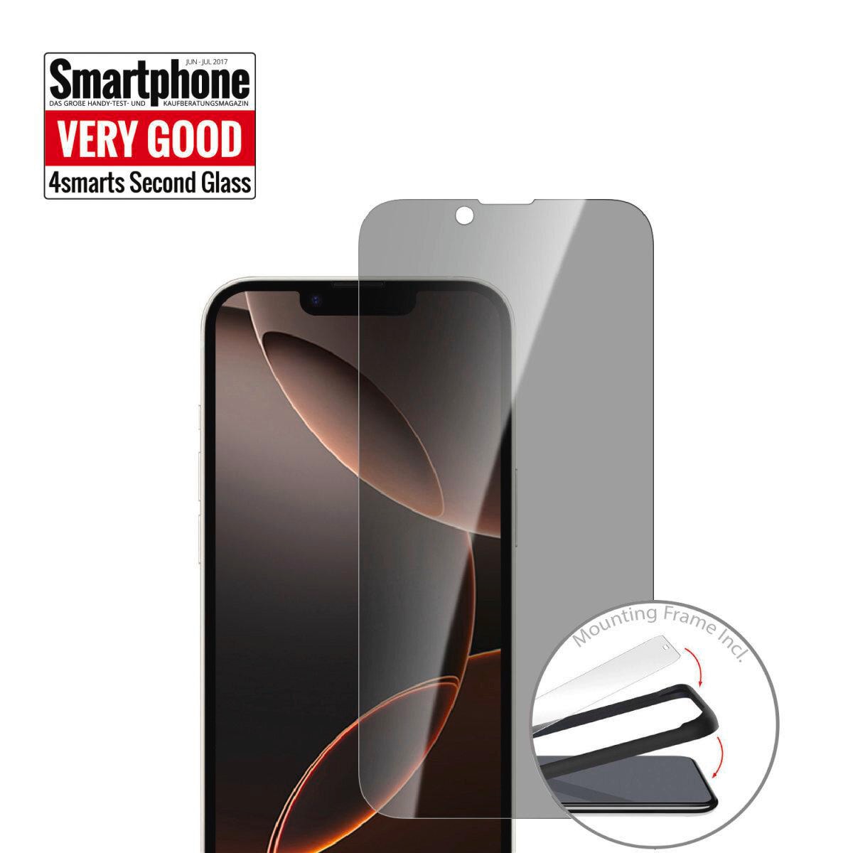 4smarts Second Glass Privacy mit Montagerahmen iPhone 17e/16e