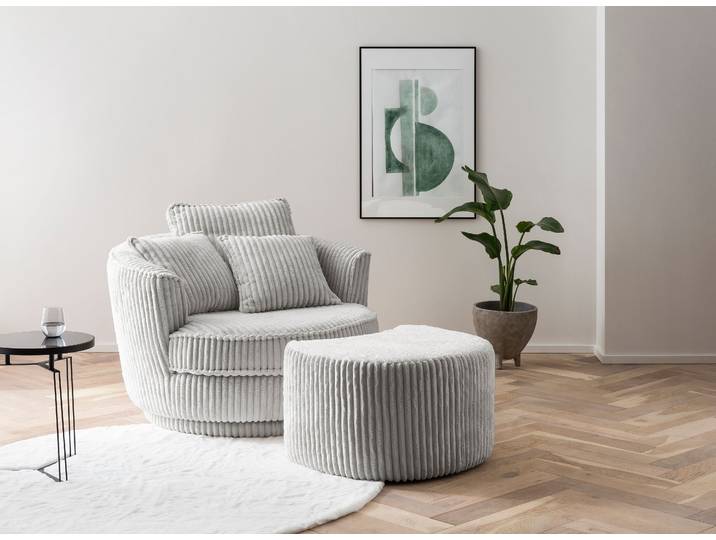 Hocker HOME AFFAIRE MAISIE Cord, passende Ergänzung Big-Drehsessel , grau (hellgrau), B:47cm H:45cm T:53cm, Hocker, Hocker, in 3 Farben