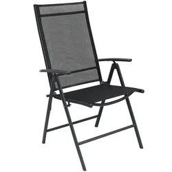 Mojawo, Gartenstühle, Garten Klappstuhl Hochlehner 7-Positionsstuhl Metall Textilen Schwarz