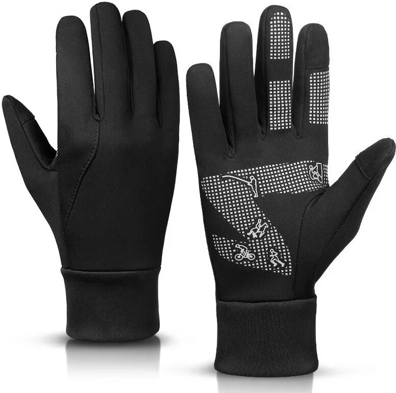 INF Warme Fleece-Touchscreen-Handschuhe für Outdoor-Laufen, Wandern, Angeln und Radfahren XL Schwarz+Grau