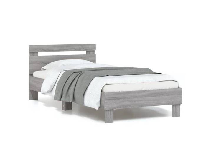Gris Lit simple:90x190 cm - Design classique - Structure de lit - avec lumières LED 90x190 cm 98617877381814