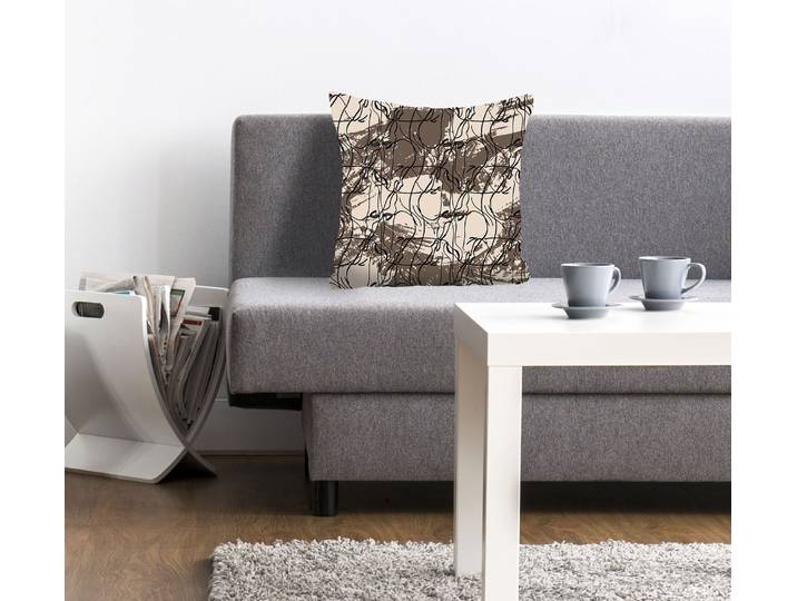 Dekokissen QUEENCE Celda , braun (braun, bedruckt), B:40cm L:40cm, Polyester, Dekokissen_Sitzkissen_Kissenhüllen, Dekokissen, mit einem abstrakten Muster