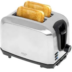 Adler AD 3222 Toaster in Silber, 1000W, mit Brötchenaufsatz, 7 Stufen und Krümelschublade