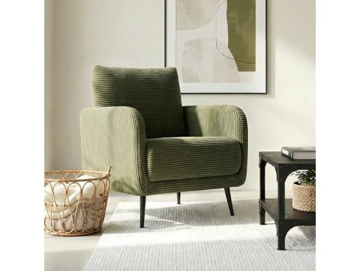 Sicaan Emma Designer-Sessel aus salbeigrünem Cord