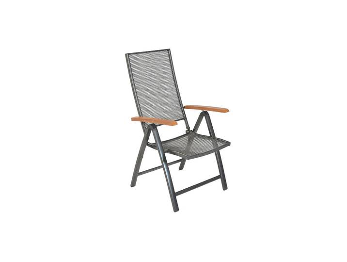 Gardenson Gartenklappstuhl Thasos, Graphitfarben, Naturfarben, Metall, A-Form, 59.7x114x64.5 cm, klappbar, Gartenmöbel, Balkonmöbel, Balkonstühle