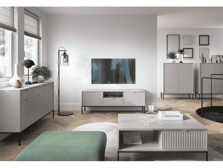 Wohnzimmer-Set Wohnzimmer Set 5-teilig – NOVA – Grau