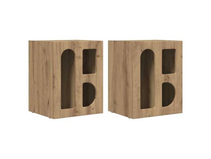 Coespram Nachttisch 2er Set Artisan-Eiche 40x35x50 cm Holzwerkstoff Praktisches 2er-Set fuer das Schlafzimmer mit offenen Ablagen, pflegeleichter Oberflaeche und stabiler Konstruktion.