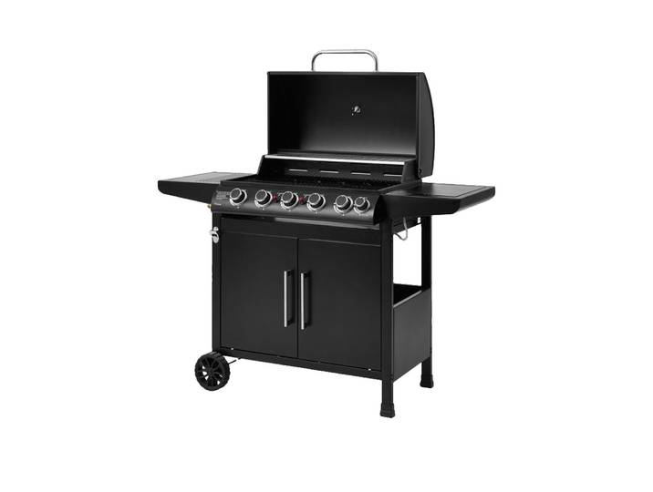 Barbecue À Gaz - Paarl - Acier - Noir - 70x42cm - Gaz\, 5 Brûleurs + Latéral - Cookingbox