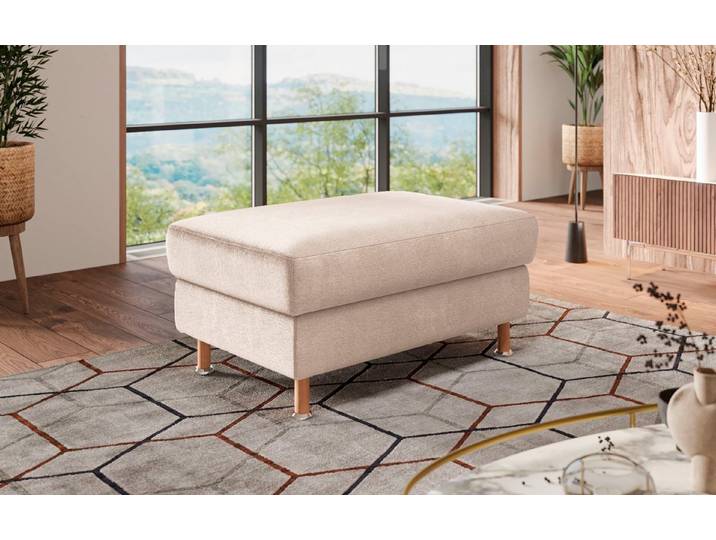 OTTO home Polsterhocker Calypso, Holzfuesse mit Metallteller