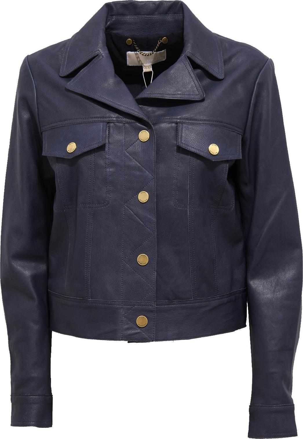 7769J giubbotto donna MICHAEL KORS blau navy Vintage-Effekt Lederjacke Frau