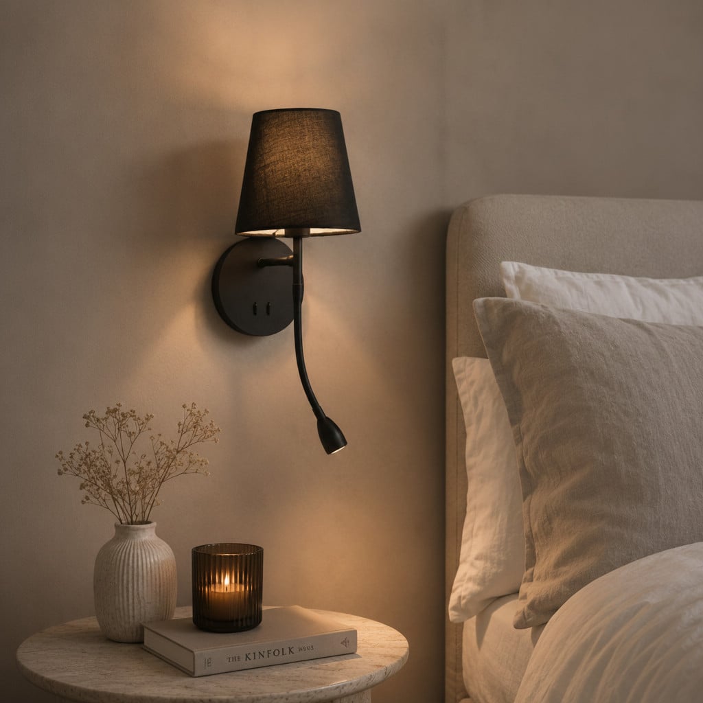 Lyora Bedlampje Nia zwart wandlamp van metaal