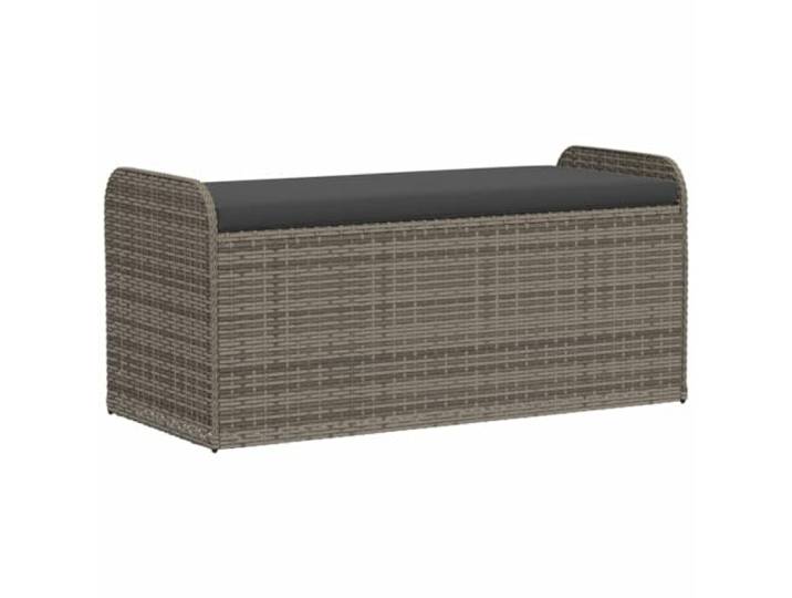 vidaXL Sitzbank mit Stauraum & Kissen Grau 115x51x52 cm Poly Rattan