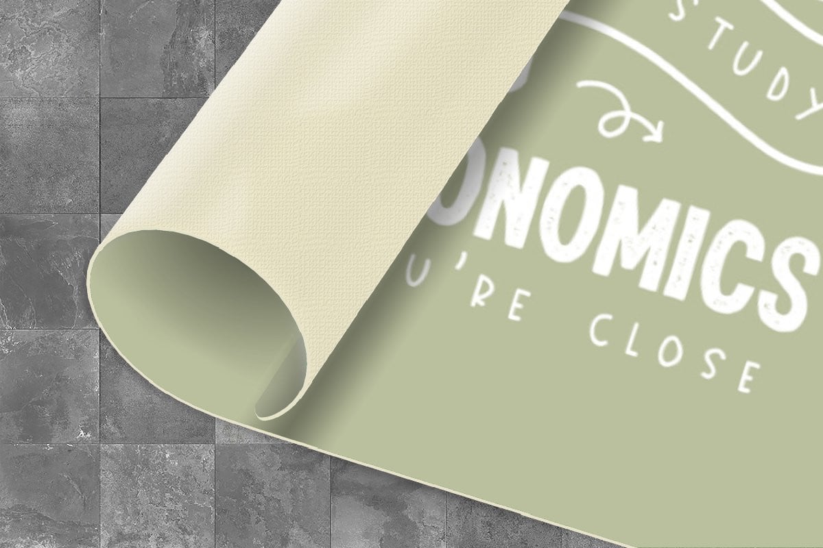 Keukenloper vinyl met economie quote - 120 x 60 cm