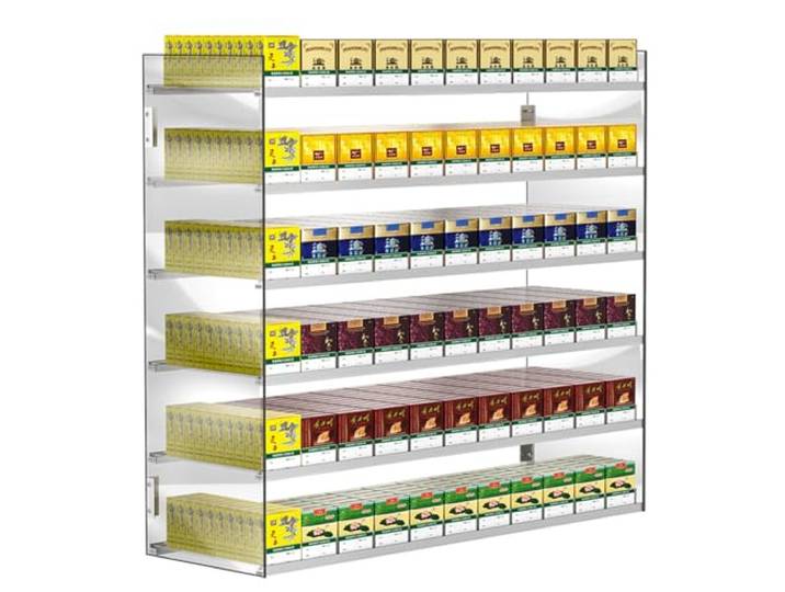 AityBuy Zigarettenständer, Zigarettenständer, 2/3/4/5/6/7-Lagiger Automatischer Zigarettenschieber, Wandvitrine Aus Acryl, Transparente Vitrinen Für Einzelhandelsgeschäfte H50cm-L92cm
