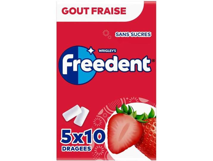 FREEDENT Chewing Gum à la fraise 5 paquets de 10 dragées - 70 g