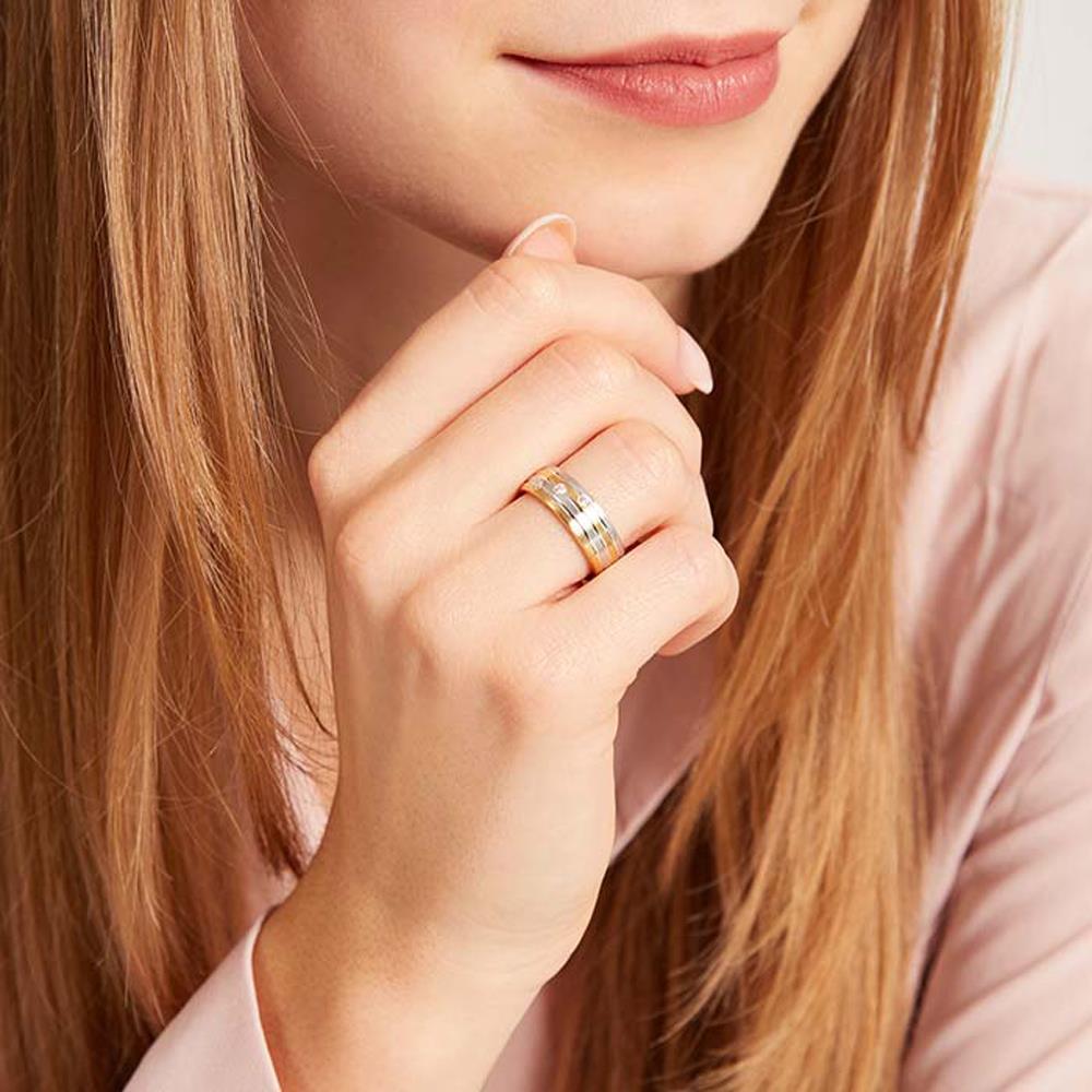 Vivo Damenring aus teilvergoldetem 925er Silber mit Zirkonia silber-gold