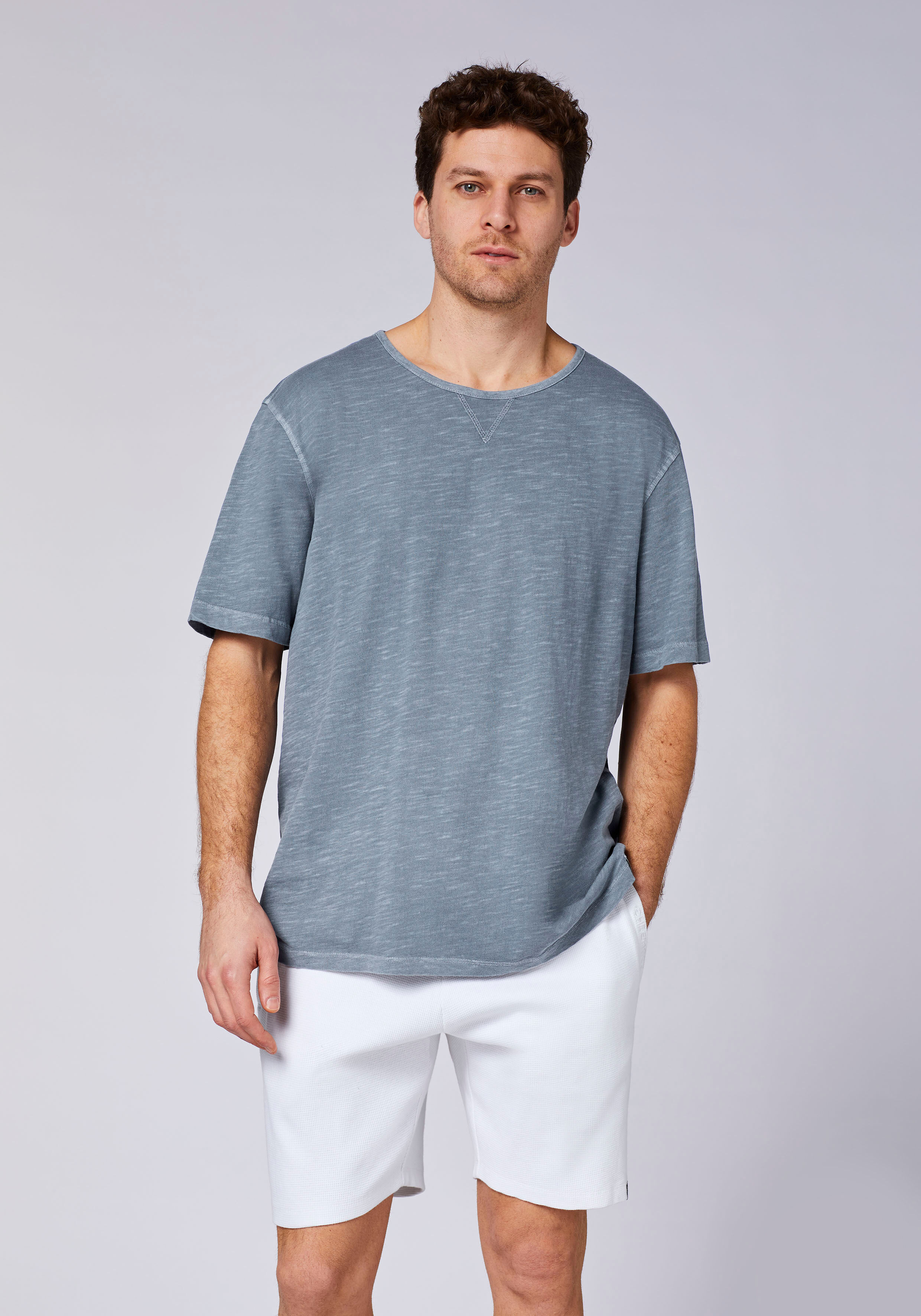 Funktionsshirt CHIEMSEE "Regular Fit", Herren, Gr. S, grau (grisaille), Obermaterial: 100% Baumwolle, Shirts Funktionsshirt, Halbarm-Design, aus Baumwolle, Regular Fit grisaille S