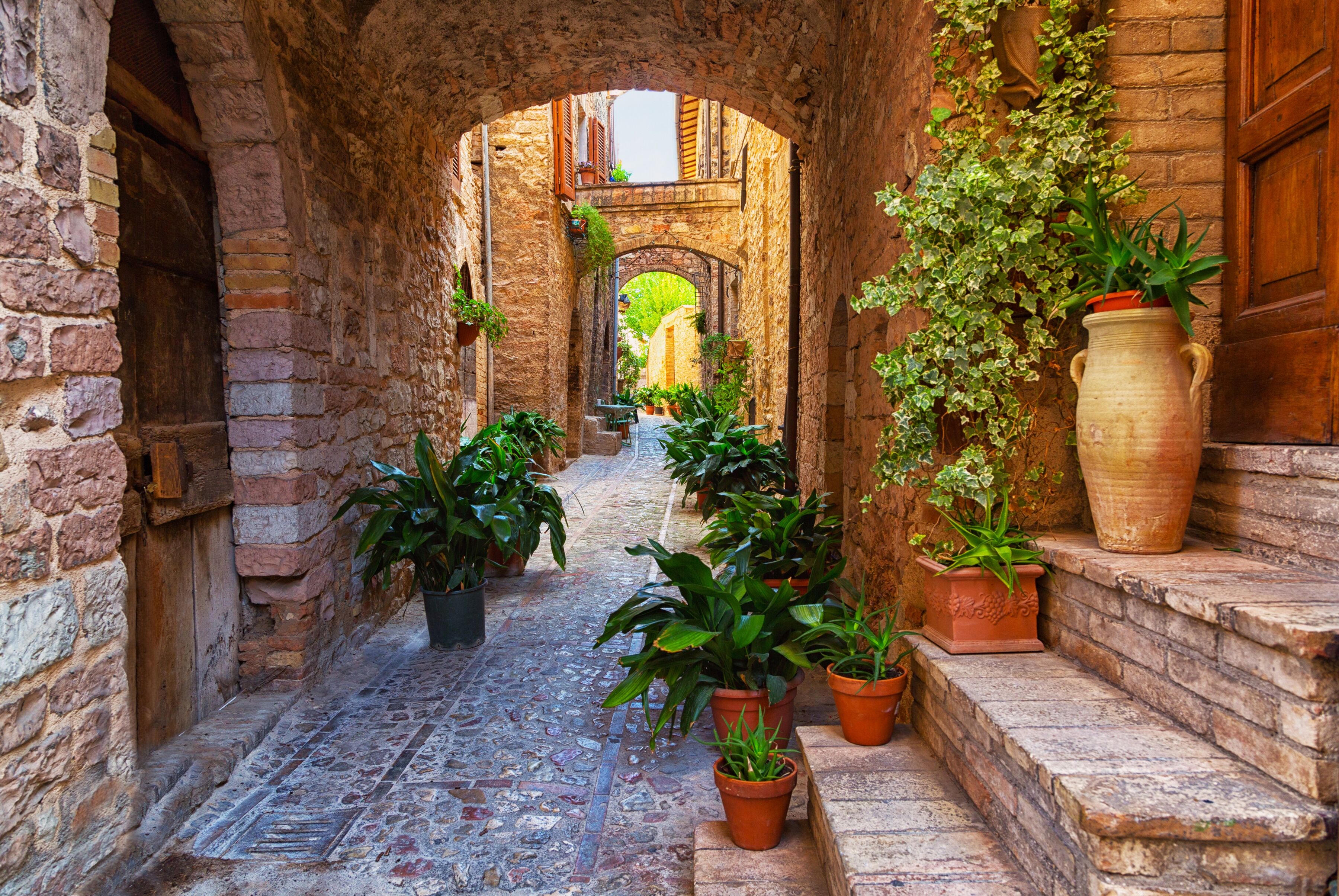 Fototapete PAPERMOON "Ancient City Spello Umbria", bunt, B:2,5m L:1,86m, Vlies, Tapeten, Fototapete