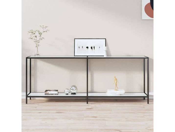 Table de Canapé Magnifique - Blanc Table console - Pour Entrée Foyer - Blanc 200x35x75 5cm - Verre trempé CL5385974
