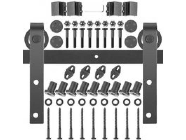 VEVOR Schiebetürsystem 335cm Schiebetürbeschlag Kohlenstoffstahl Laufschienen Set 150kg Traglast Türführung passend für Türbreite von 167cm Beschläge für Doppeltür ideal für Scheune Küche Ställe usw.