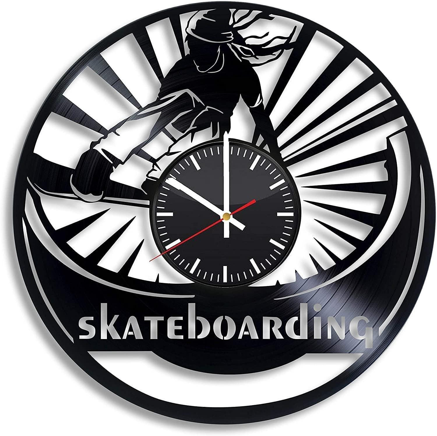 Skateboard Vinyl Wandklok voor volwassenen