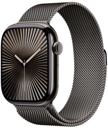 Apple Watch Series 10 Serie 10 GPS + Cellular 46mm Cassa in Titanio color Ardesia con Loop in maglia milanese ardesia - S/M