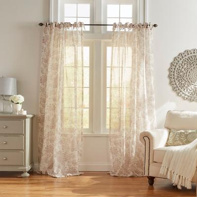 Threadmade Westport Floral Tie-Top Sheer Window Curtain