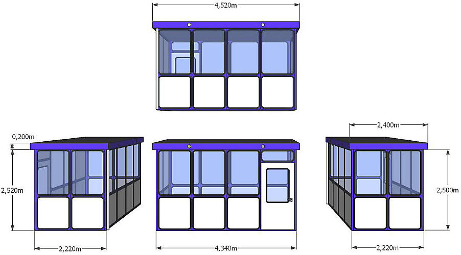 kaiserkraft Mehrzweckhaus, Füllungen in Rundeckenoptik, für Außenbereich, LxB 4340 x 2220 mm