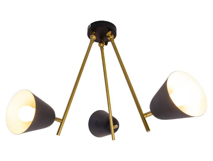 Plafonnier\, noir\, 3 flammes\, réglable\, D 95 cm