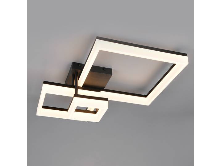 LED-Deckenleuchte Camino mit 3 Quadraten 65 x 18 x 47cm Schwarz/Schwarz Kunststoffart: Acrylglas Material: Metall, Kunststoff Metallart: Eisen