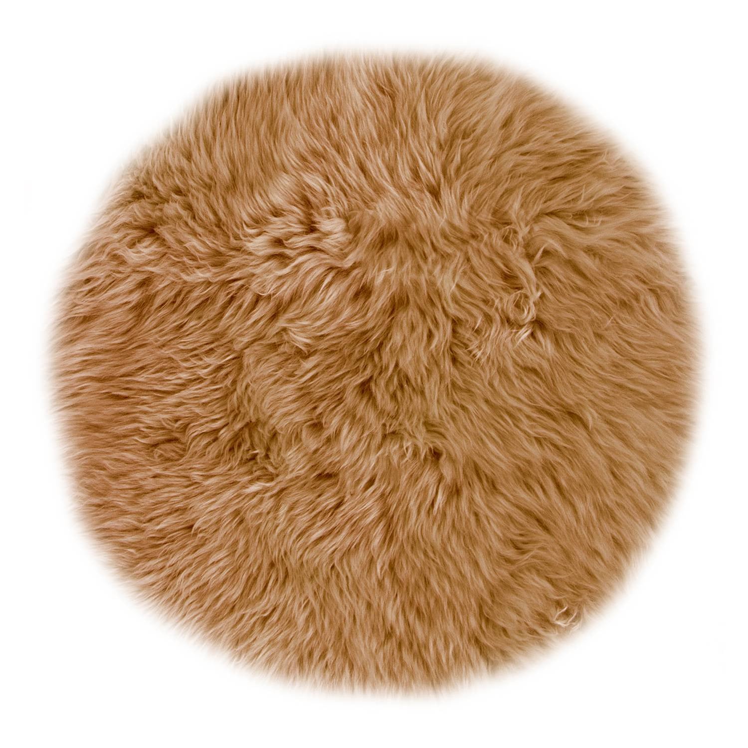 home24 Zitkussen Schapenvel rond bruin/cognackleurig Ø 34cm