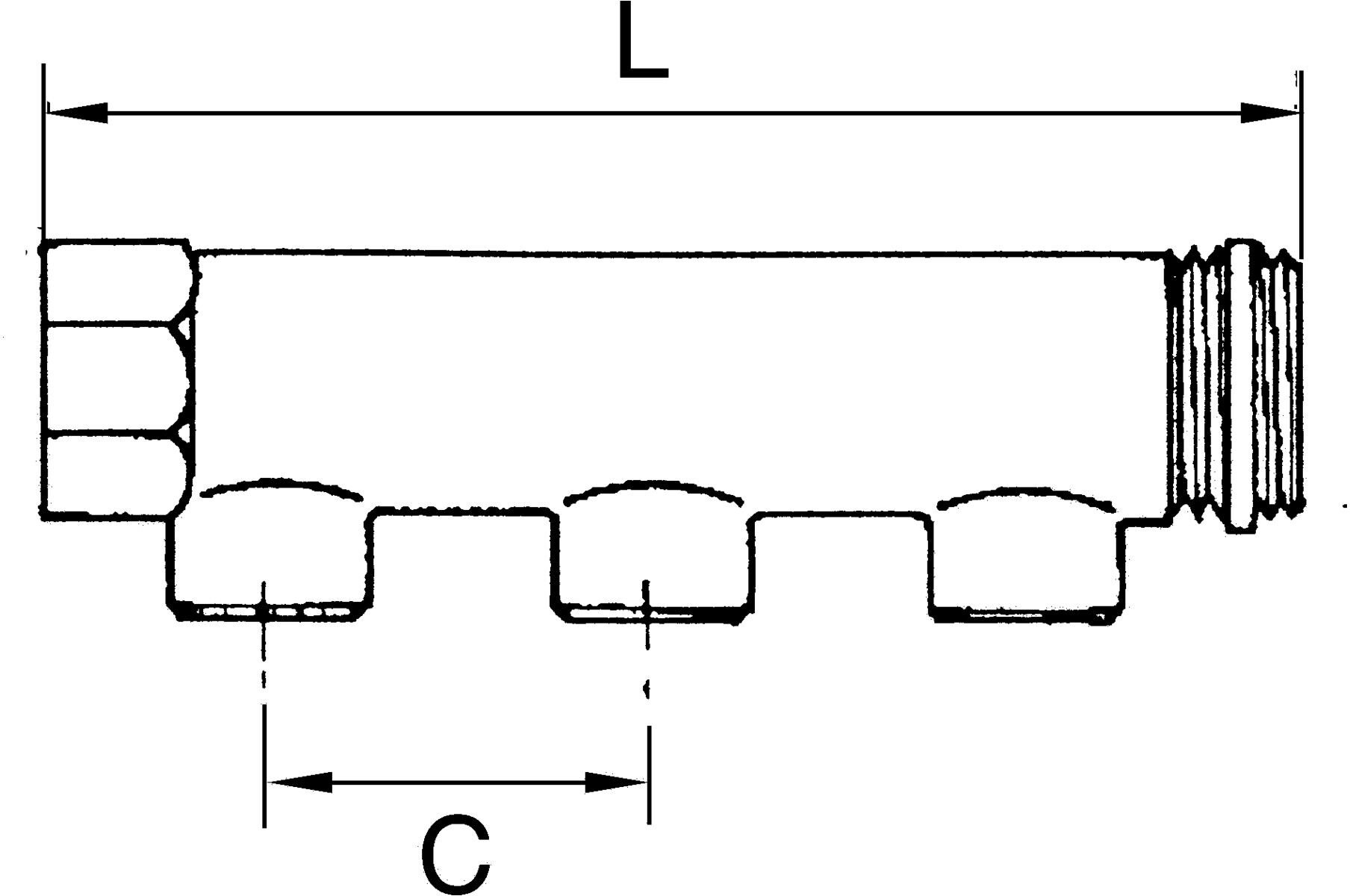 Riegler Verteilerrohr, 2 Abgänge, Eingang 2x1, Ausgang 2x1/2 AG, MS (VT 1127)