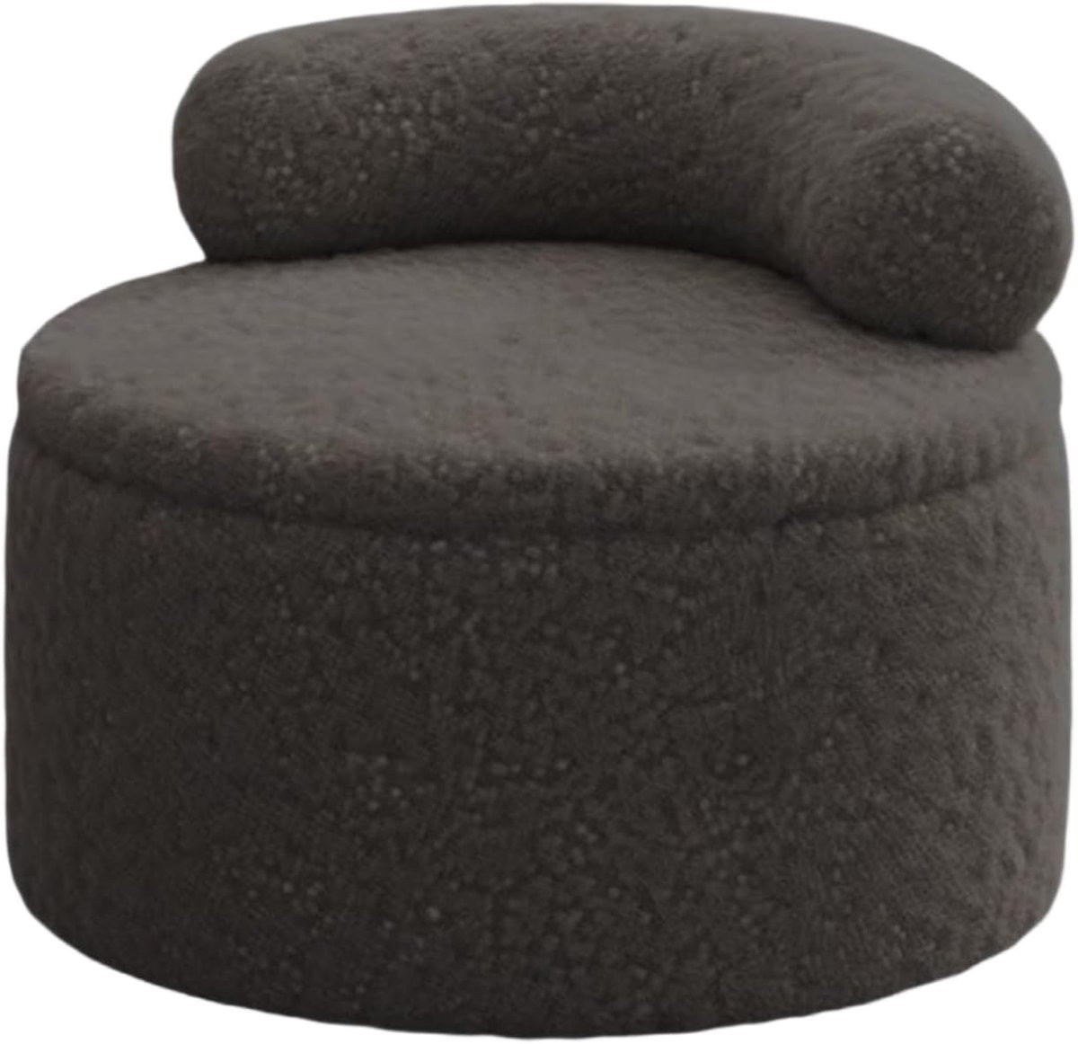Zwarte Opberg Poef met Rugleuning en Stoffen Bekleding - Breedte: 37,3 cm