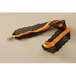 Umhängeband mit Wäschespitze | Lanyards | Satin | gelb-marine